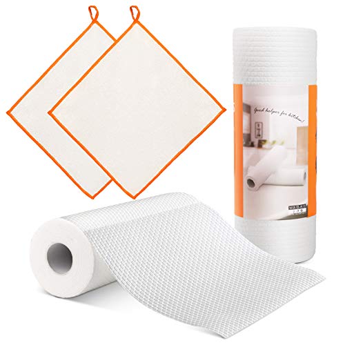 MASTERTOP 100 Hojas (2 Rollo) de Paño Limpieza no-Tejida Ecológicas Lavables (25 x 25 CM) Toallas no-Tejida Absorbente Multiusos y Reutilizable Trapos Cocina/Vajilla Grueso y Resistente