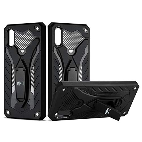 Max Power Digital Funda para móvil (6.5") con Soporte Diseño Armadura Resistente Elegante Carcasa Antigolpes Híbrida Blindada Reforzada Dura Armor Case (Xiaomi Redmi 9A, Negro)