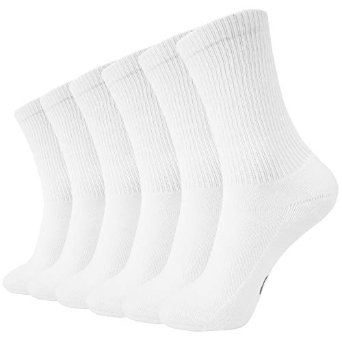 +MD 6 Pares de Confortables Calcetines Unisex en Fibra de Bambú Calcetines de deporte medias WHT L(43-46EU/10-13US)