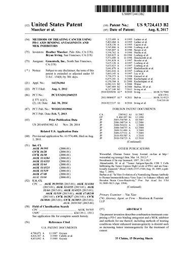 Methods of treating cancer using PD-1 axis binding antagonists and MEK inhibitors: United States Patent 9724413 (English Edition)