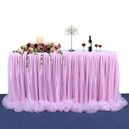 Miaouyo - Falda de tul, color blanco, mantel de tutú, decoración para fiestas, bodas, fiestas de cumpleaños, compromisos, Navidad, candy, bares, bautizos, fiestas, decoración de mesa, rosa, 183 x 78cm