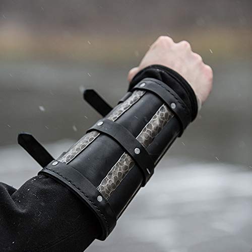 MKIU Protector De Brazo De Tiro con Arco Ajustable, Brazaletes De Cuero De PU Muñequera De Protección De Brazo Ancha Diseño con Hebilla Equipo De Protección De Caza Y Pesca