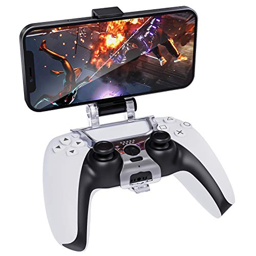 MoKo Soporte para Gamepad, Compatible con Controlador Inalámbrico Playstation 5 DualSense 2020, Soporte Plegable Adecuado para Móviles Universales - Negro