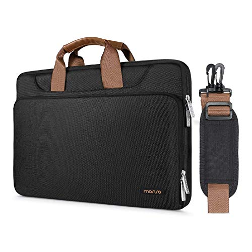 MOSISO Bolsa de Hombro Compatible con 13-13.3 Pulgadas MacBook Air/MacBook Pro Retina/2019 2018 Surface Laptop 3/Surface Book 2, 360 Funda Protectora Maletín Bandolera con Cinturón Trasero, Negro