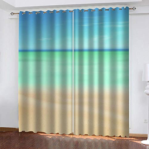 N-B Cortinas Opacas 2 Piezas Mar Playa Bedsure Cortinas Opacas De Salón Dormitorio Termicas Aislantes Cortina Anti Ruido 2 x An 117cm x Al 138cm