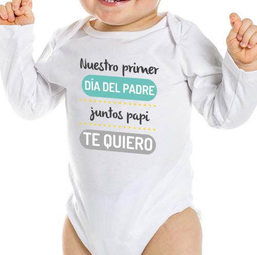 NANNUK - Body personalizado bebé"Nuestro primer día del Padre juntos" 100% algodón (12 meses)