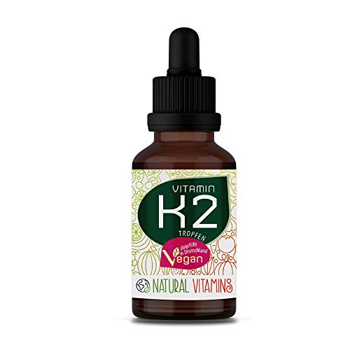 NATURAL VITAMINS® Vitamina K2 MK-7 200 µg I Alto contenido All-Trans 99,7% y fermentado naturalmente I Gnosis Vita MK7 dosis alta I 1700 gotas (50 ml) I Testado en laboratorio.