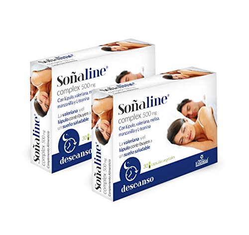 Nature Essential Soñaline® complex 500 mg con lúpulo, valeriana, melisa, manzanilla y L-teanina - 30 Cápsulas Vegetales, Pack 2 unididades