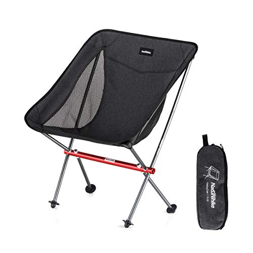 Naturehike La Silla de Camping portátil Puede soportar 150 kg, es Ultraligera y Plegable, y se Puede Montar y Desmontar rápidamente (Negro)