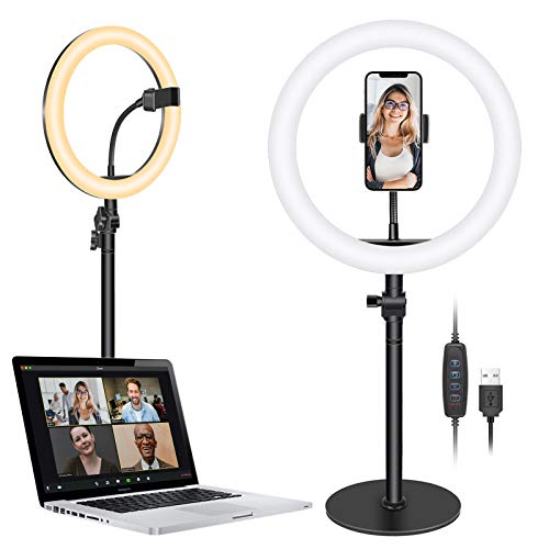 Neewer Anillo de Luz LED USB de 25CM Iluminación de Video para Reunión con Zoom/ Trabajo Remoto/ Transmisión Automática/ YouTube/ TikTok/ 3200K-5600K/ 3 Modos de Luz/ Soporte para Teléfono (Negro)