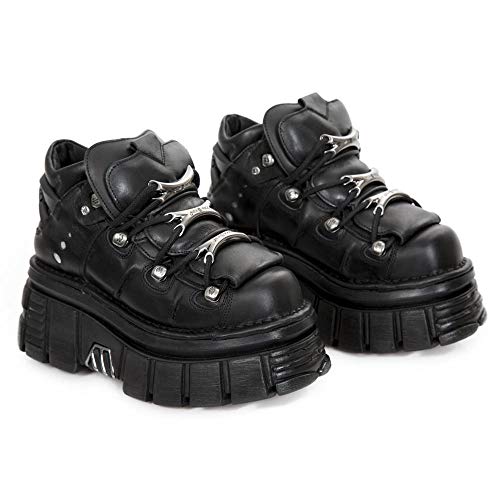 New Rock M.106-S29, Zapatos de Cordones Brogue Unisex Adulto, Negro (Negro 001), 36 EU