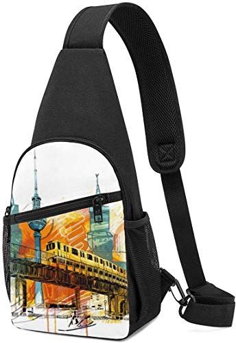 Nigel Tomm Sling Bag Building-City Impreso Hombro Mochila Crossbody Monedero Viaje Senderismo Pecho Bolsa Mochila