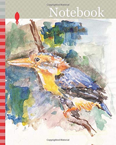 Notebook: Kingfisher brightly colored bird, watercolor by Susan Szikra