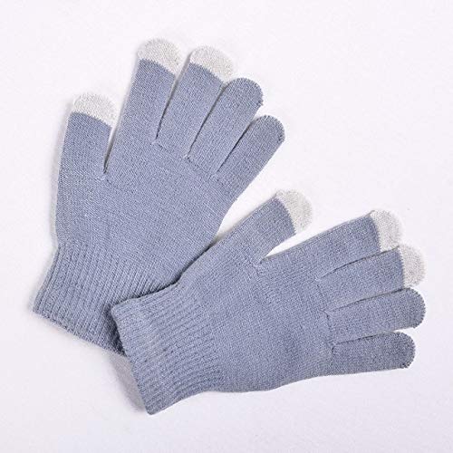 Nueva niña niño Guantes de Invierno Guantes de Pantalla de teléfono táctil niña de Punto Guantes cálidos de Invierno Guantes de niños de Color sólido Mitones -Style 2 Gray