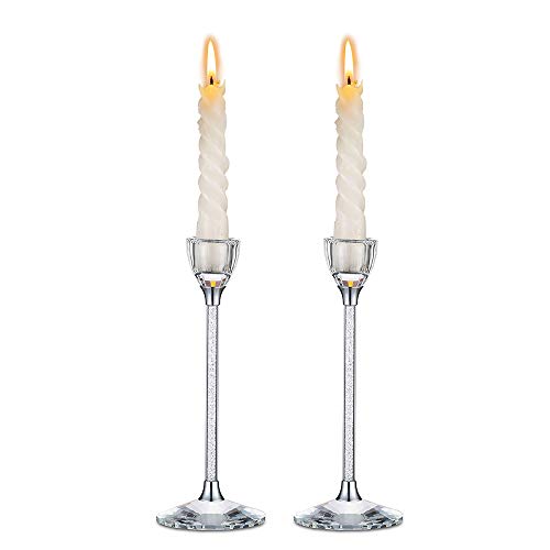 Nuptio 2 Piezas Candelabro Cónico de Cristal, Candelabro para Velas Cónicas, Mesa de Comedor para Banquetes Boda, Centros de Mesa para el Hogar, Decoraciones, Regalo, Candelabro de Navidad