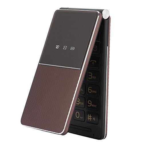 Oumij1 Flip Mobile Phone - Dos Ranuras para Tarjetas y un Teléfono Celular con Botones Grandes y una Batería de Gran Capacidad de 1200 mA para Las Personas Mayores(café)
