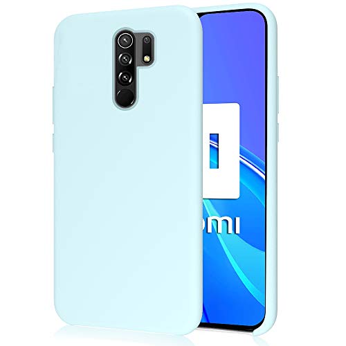 Oureidoo Funda para Xiaomi Redmi 9, Funda para Silicona Líquida con [Tacto Agradable] [Protección contra Caídas] [Anti-Arañazos] para Xiaomi Redmi 9 - Azul Claro