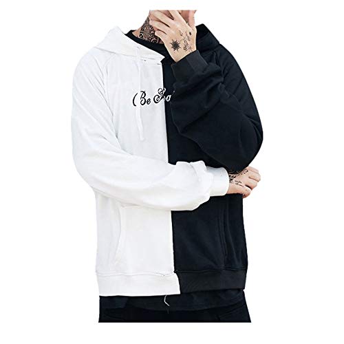 Overdose Sudadera Hombres Patchwork Slim Fit Hoodie OtoñO Moda Outwear Nueva Blusa Adolescente Top 2018 Sudadera (Small, N-Negro)