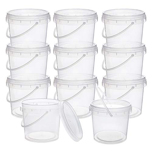 PandaHall 20 recipientes de 8 onzas con tapas y asas, plástico transparente de 250 ml para almacenar bolas de espuma de limo DIY fabricación de manualidades