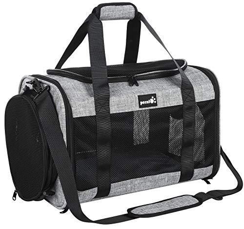 Pecute Transportin Gato Perro Bolsa de Transporte Portátil y Transpirable para Mascotas, Bolso Transportin para Gatos Plegable con Juguete Túnel con Correa de Hombro Ajustable, Aerolínea Aprobada