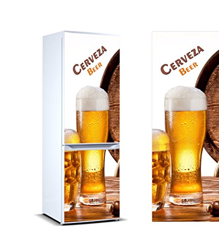 Pegatinas Vinilo para Frigorífico Caña Cerveza | Varias Medidas 185 x 60 cm | Adhesivo Resistente y de Fácil Aplicación | Pegatina Adhesiva Decorativa de Diseño Elegante