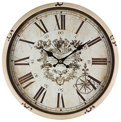 Perla PD Design - Reloj de pared de metal lacado con esfera de cristal y diseño vintage Diámetro de 30 cm., metal, Thorold.