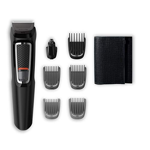 Philips MG3720/15 Recortadora 7 en 1 Maquina recortadora de barba y Cortapelos para hombre cara y cabeza, accesorios para nariz y orejas, 60 minutos de autonomía, Negro