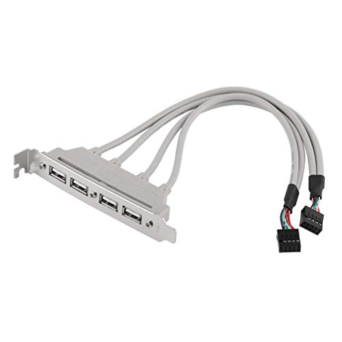 Placa Base para PC, 4 Puertos, concentrador USB 2.0 con Cabezal de 9 Pines, Panel Trasero, Soporte de expansión, Cable Adaptador de Host, concentrador USB (Blanco)