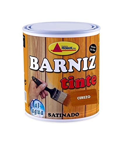 Promade - Barniz Tinte Satinado al Agua – Barniza, Decora y Protege Maderas de Interior -750 ml (Cerezo)