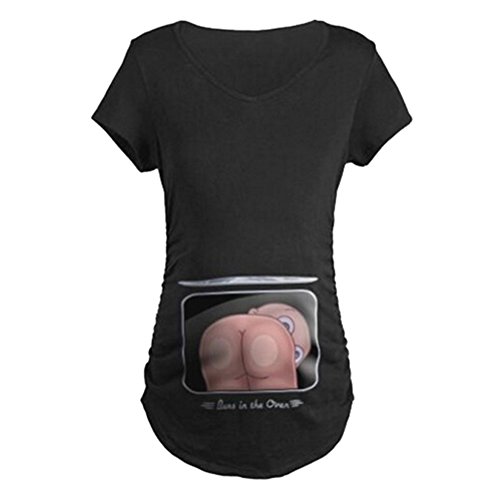 Q.KIM Camiseta Divertido Estampada de Sin Mangas/Manga Corta/Manga Larga Premamá Para Mujer Embarazo Lactancia T-Shirt-Baby Butt Serie