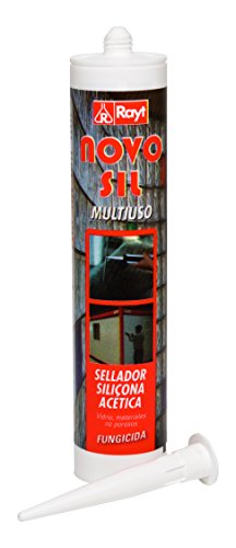 Rayt 554-04 Novosil multiuso: sellador de silicona acético para bricolaje, vidrio, metales, azulejos, y materiales no porosos. Contiene fungicida, 280ml