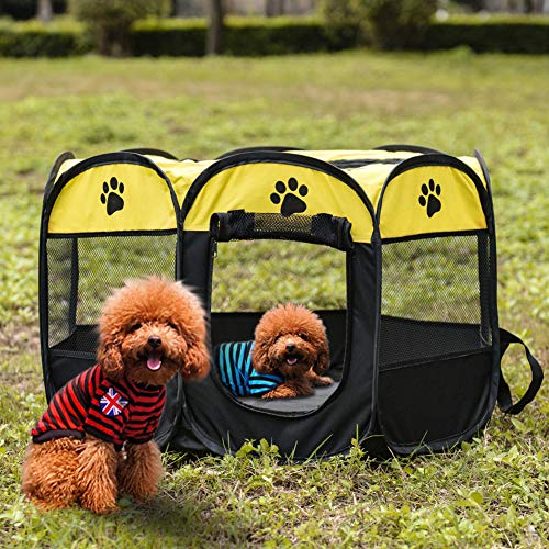 Recinto plegable para mascotas, tela Oxford, portátil, para perros, gatos, parque de juegos octogonal, impermeable, resistente a los arañazos, para interior y exterior