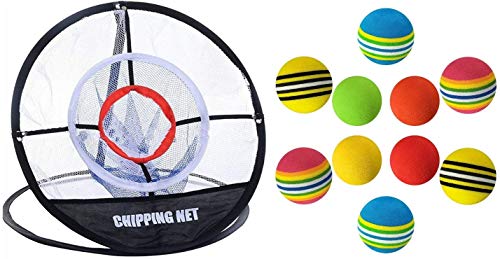 Red de Golf para Uso en Interiores Juego de Redes de Entrenamiento de Golf desplegable Plegable portátil, Red de práctica de astillas de Golf para Exteriores,10 Pelotas, con Bolsa de Transporte