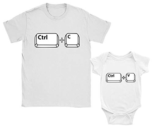 Regalos para Papas Primerizos, Ropa Papa Bebe - Copy and Paste Bebé Blanco 6-9 Mes/Papá Blanco XX-Large