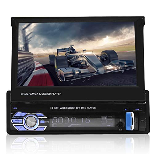 Reproductor MP5 estéreo para auto (SEL EQ) con control remoto de 7 pulgadas con pantalla táctil y control remoto para navegación GPS Bluetooth Unidad principal de radio en el tablero Invertir Vdeo