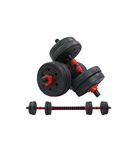 Riscko - Juego De Mancuernas 2 en 1 con Barra Ajustable | Peso Total 50 Kg| Entrenamiento De Fuerza | Equipo de Fitness para Casa y Gimnasio con Barra de Conexión