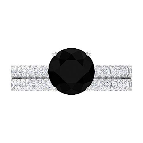 Rosec Jewels 14 quilates oro blanco black Diamond Round Round Brilliant H-I Diamond Moissanite