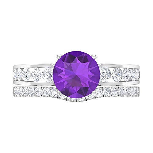 Rosec Jewels 14 quilates oro blanco redonda round-brilliant-shape H-I violeta Diamond Amethyst