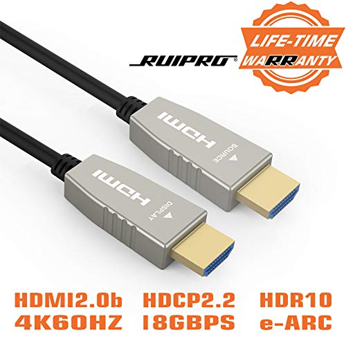 RUIPRO 5 Metros Cable HDMI de Fibra 4K 60Hz HDMI 2.0 18.2 Gbps ARC HDR10 Dolby Vision HDCP2.2 4:4:4 Cable óptico HDMI Ultra Delgado y Flexible con tecnología óptica