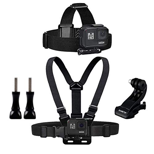 Sametop Arnés para Montaje en el Pecho Chesty + Correa para Montaje en la Cabeza Compatible con cámaras GoPro Hero 9, 8, 7, 6, 5, 4, Session, 3+, 3, 2, 1, Hero (2018), Fusion, dji Osmo Action Cameras