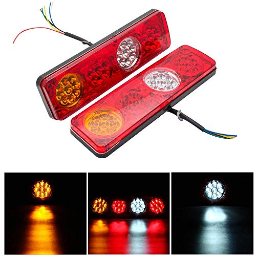 SANWAN - Luces traseras de freno traseras, 2 luces traseras, 12 V, 6 funciones, 36 LED, impermeable, luz indicadora para remolque, caravana, camión, material ABS