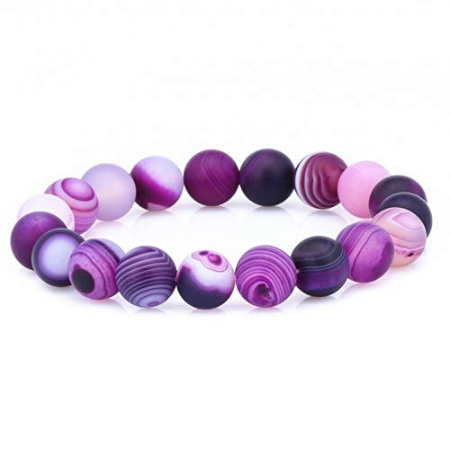 SCAYK Moda Purple Onyx Pulseras para Mujeres Buddha Beads Bangle Accesorios étnicos Hombres Pulsera Día de San Valentín Pareja Regalo 8 / 10mm Pulsera Regalos de cumpleaños (Metal Color : 8mm)