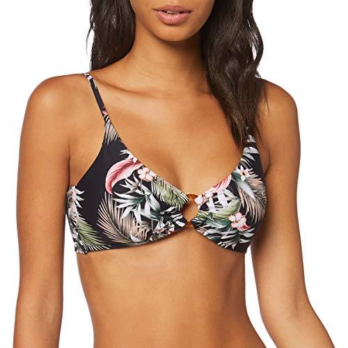 Seafolly Ocean Alley Ring Front Bralette Parte de Arriba de Bikini, Negro (Black Black), 36 (Talla del Fabricante: 8) para Mujer