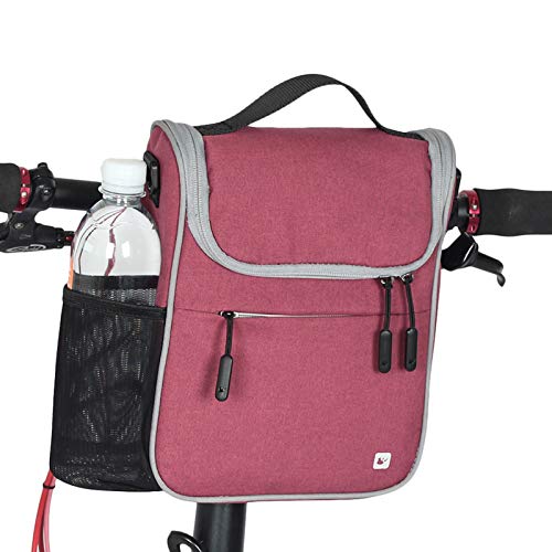 Selighting Impermeable Bolsa de Manillar de Bicicletas de Carretera y de Montaña para Ciclismo, Incluye Correa para el Hombro Extraíble y Cubierta para la Lluvia, Capacidad de 4L (Rosa)