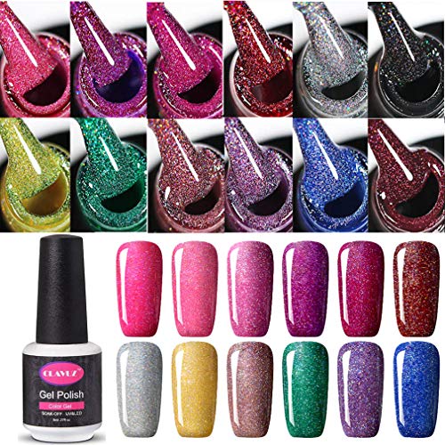 Set de esmalte de uñas de gel CLAVUZ; 12 unidades, multicolores, secado con lámpara LED o UV, 8 ml