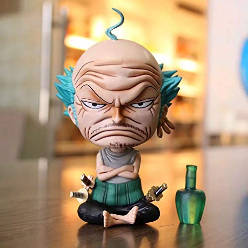 SFRIDQ One Piece Anime Bald Edad Roronoa Zoro Material PVC Material Anime Figura Modelo Toys Boxed Toys Regalos Altura 14 cm