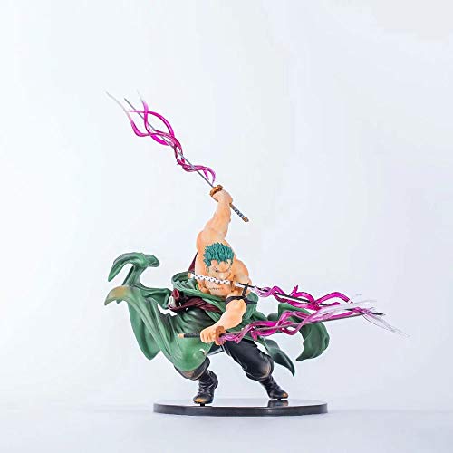 SFRIDQ One Piece Anime Sombrero de Paja Batalla de Regimiento Tres mil Mundos Roronoa Zoro Material PVC Material Anime Figura Modelo Modelo Juguetes en Caja Regalos Altura 18 cm