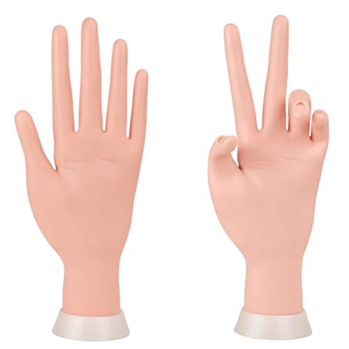 Si Fi Manos y dedos de la práctica de la manicura, modelo de práctica de la mano, flexible, movible, suave, mano de plástico para uñas falsas, arte de principiante de entrenamiento