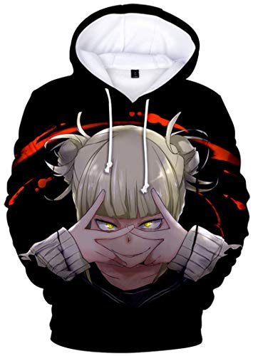 Silver Basic Sudadera con Capucha de Manga Larga para Hombre 3D My Hero Academia Merchandise Million Ochaco Uraraka Bakugou Katsuki All Might Cosplay Disfraz XXS,1399Himiko Toga Negro-1