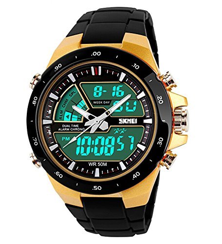 SKMEI Reloj Deportivo LED analógico-Digital Ligero Cronógrafo Alarma Mulitfunction Hombre/Mujer Muñeca relojes-negro